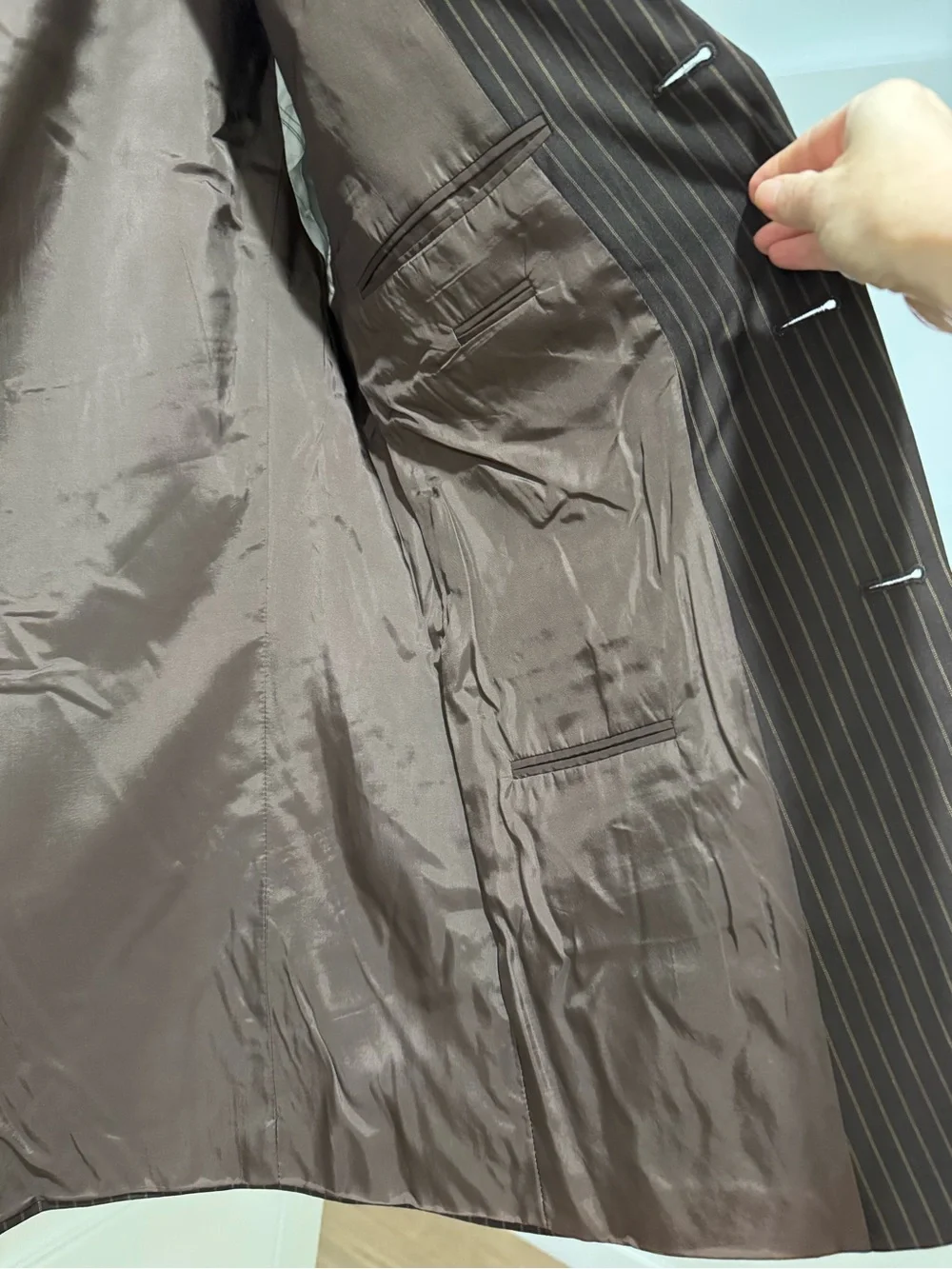 Boss Brown Pinstripe Suit Jacket